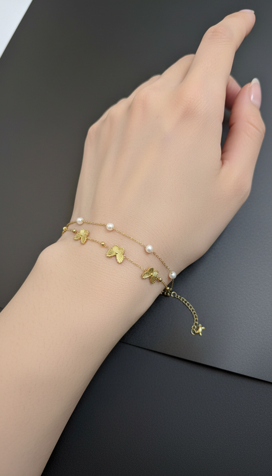 The Angel Wing Pearl Charm Bracelet