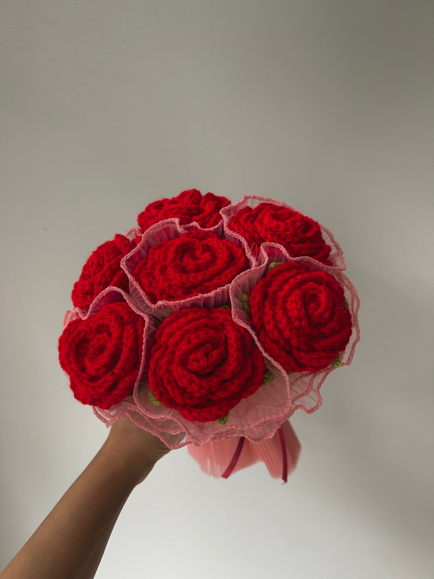 Handmade Crochet Rose Bouquet – Eternal Red Blooms for Brides, Gifting & Decor