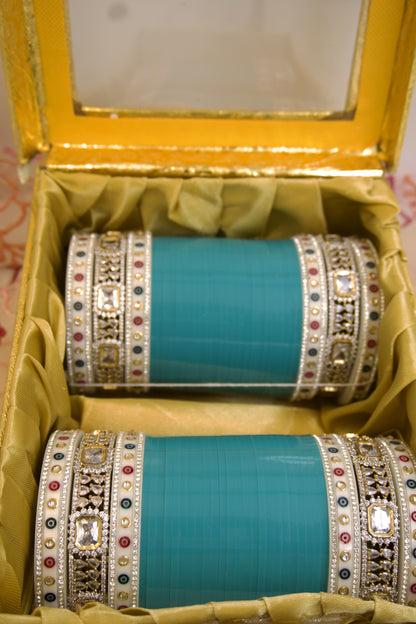 Aqua Glamour Chura with AD Bangles