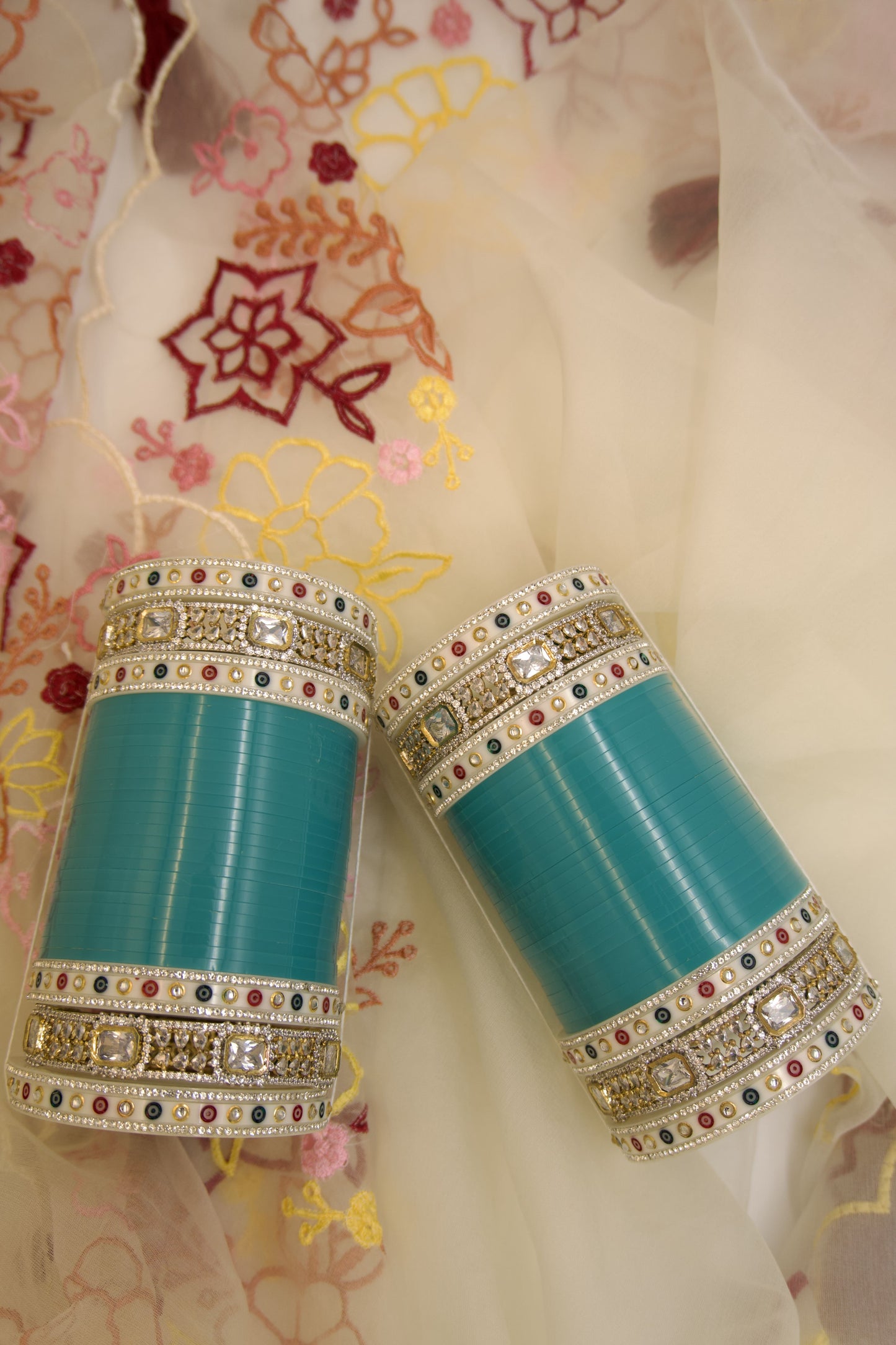 Aqua Glamour Chura with AD Bangles