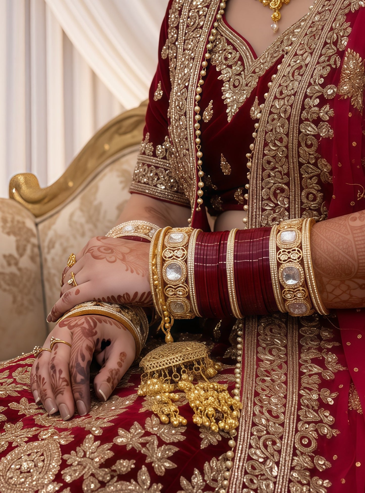 Maroon Kiran Wedding Chura