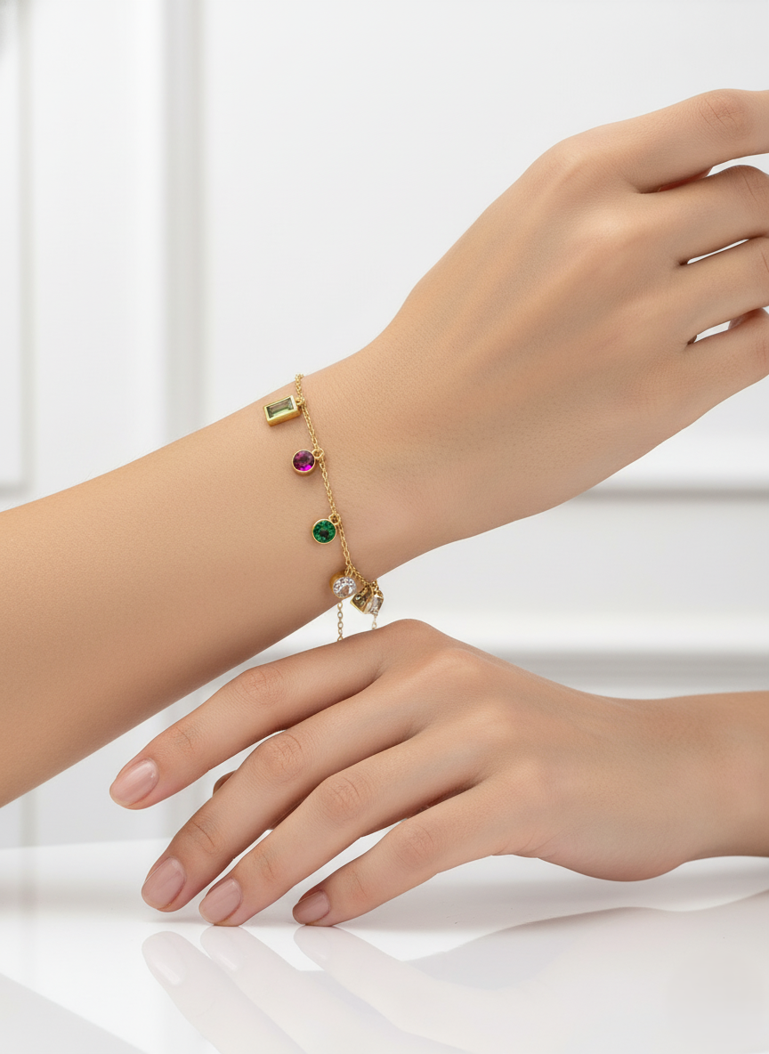 The Confetti Gemstone Charm Bracelet