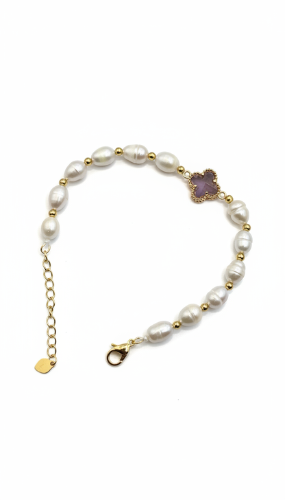 The Amethyst Clover Pearl Bracelet