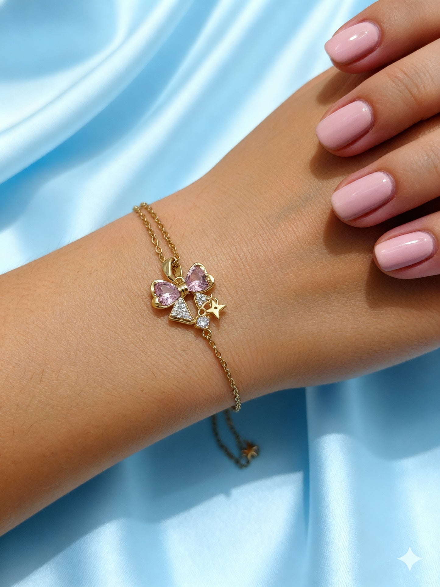 The Starlight Bow Pink Heart Necklace